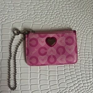 Coach wallet pink ID card case chain wristlet